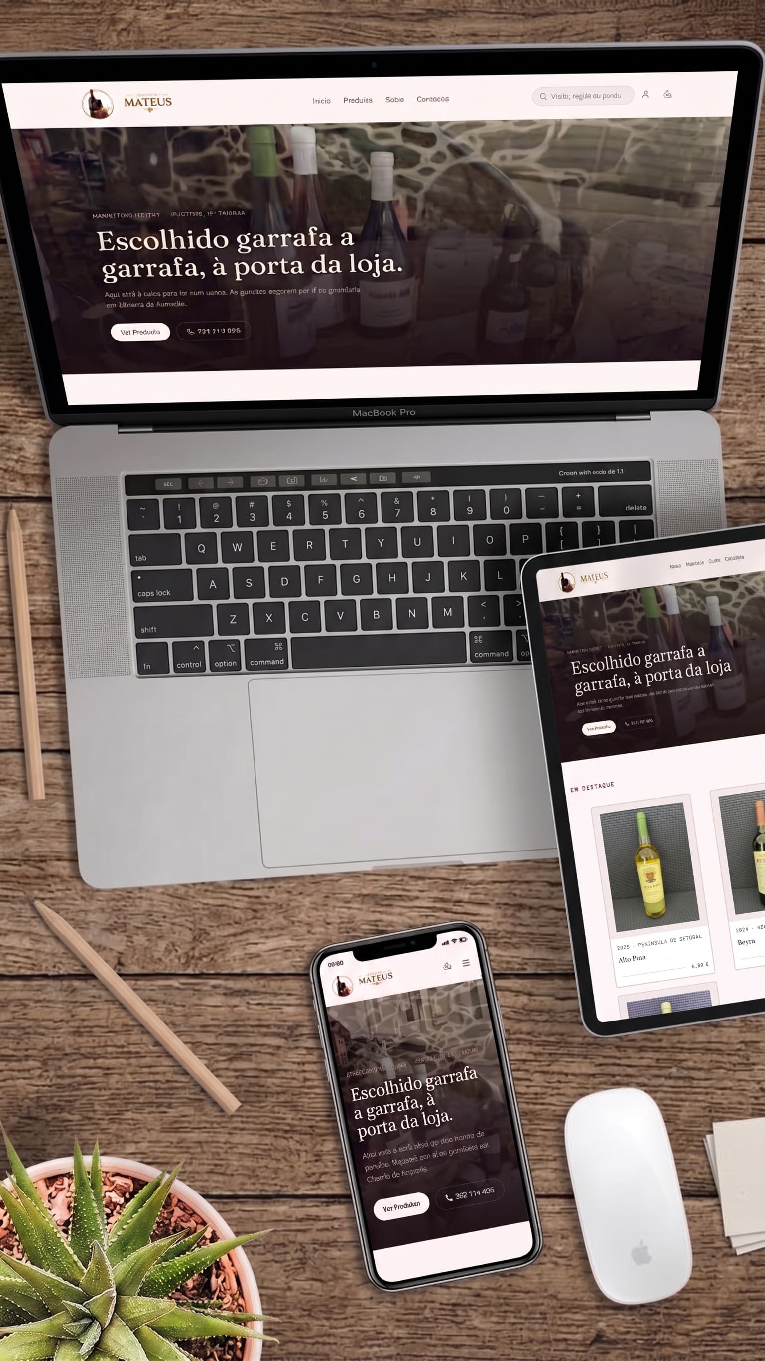 Mockup do website da Garrafeira Mateus