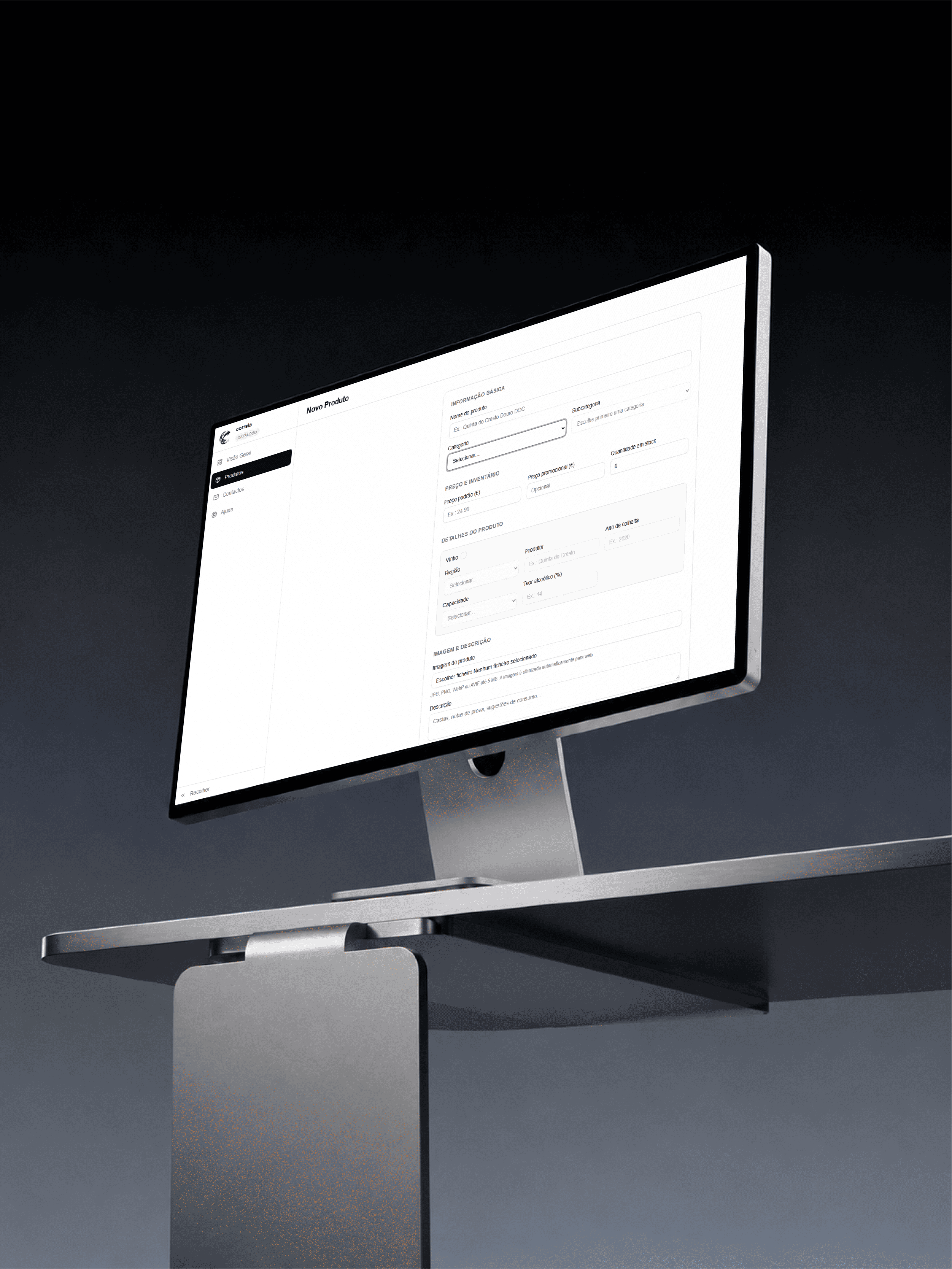 Mockup do software Órbita